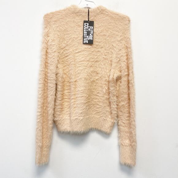 Future Collective Women’s Crewneck Eyelash Sweater Peach Orange Size M - Picture 3 of 6